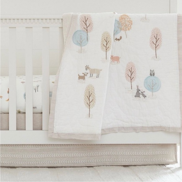 Pottery Barn Kids Other - Pottery Barn Kids Woodland Animals Quilted Baby Blanket for crib 100% cotton